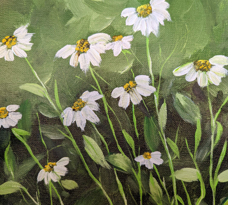 “Acrylic Painting Class with Rosellyn Grohol -Daisies, August”